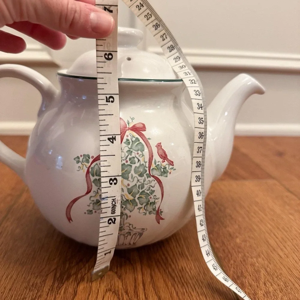 Corelle Coordinates Holiday Tea Pot Christmas Topiary‎ Cardinal Stoneware
